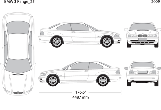 2009 Bmw 3 V25 Vehicle Wrap Template