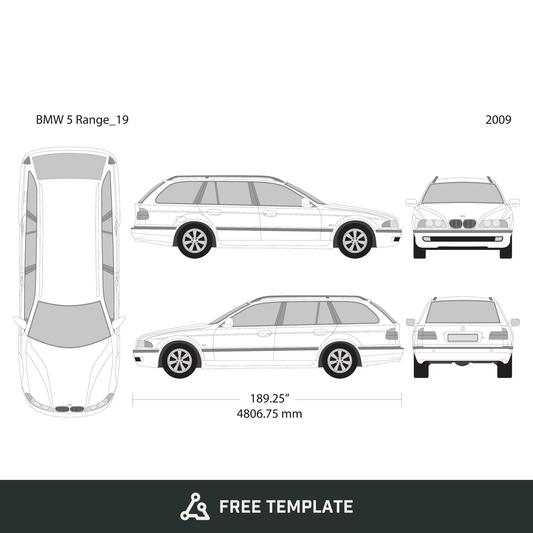 2009 BMW 5 free vector vehicle wrap template - GravBase