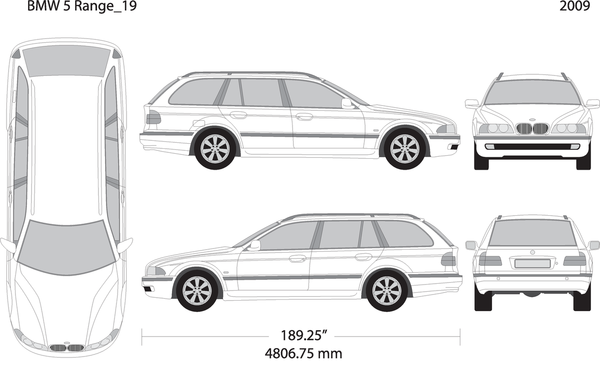 2009 Bmw 5 V19 Vehicle Wrap Template