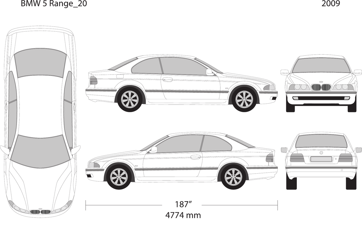 2009 BMW 5 vector wrap template V20, Design-Ready PDF - GravBase