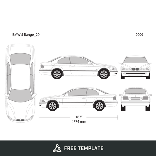 2009 BMW 5 free vector vehicle wrap template - GravBase