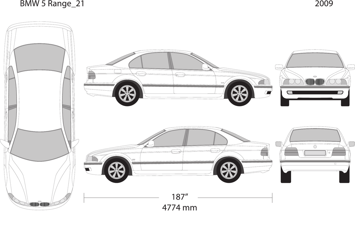 2009 BMW 5 vector wrap template V21, Design-Ready PDF - GravBase
