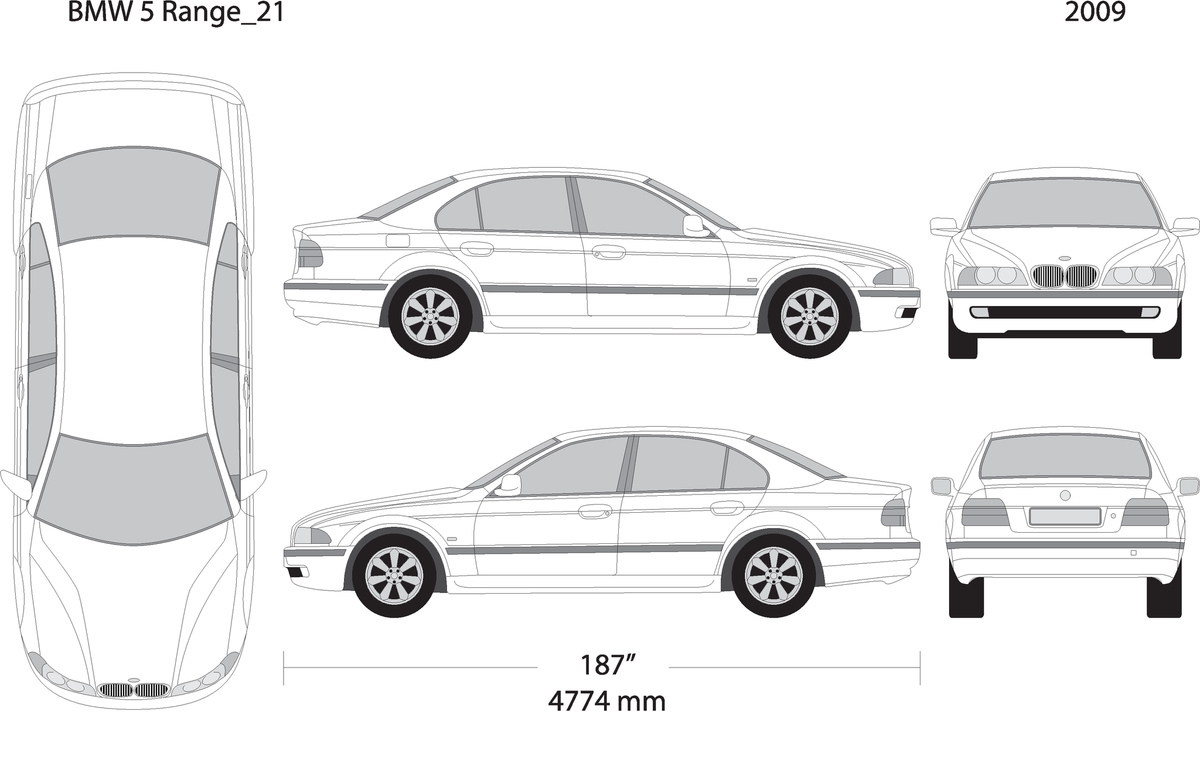 2009 Bmw 5 V21 Vehicle Wrap Template