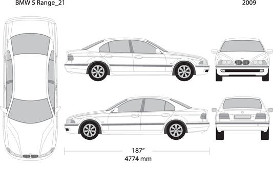 2009 Bmw 5 V21 Vehicle Wrap Template