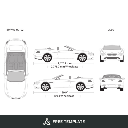 2009 BMW 6 Convertible free vector vehicle wrap template - GravBase