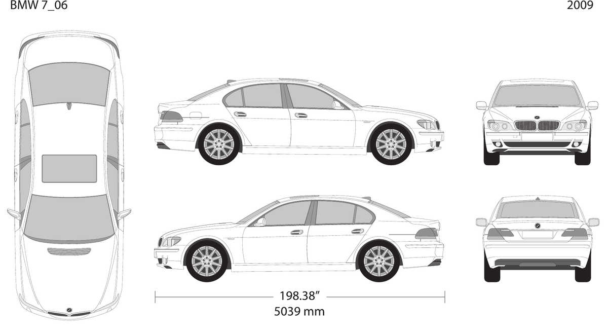 2009 BMW 7 vector wrap template, Design-Ready PDF - GravBase