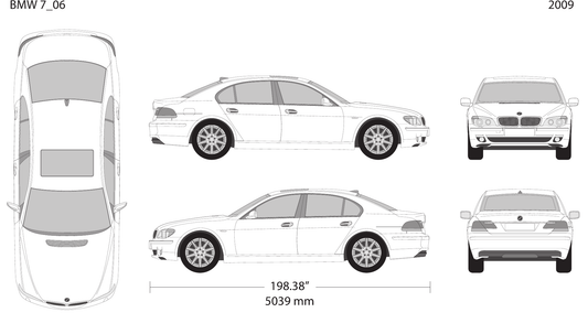 2009 BMW 7 vector wrap template, Design-Ready PDF - GravBase