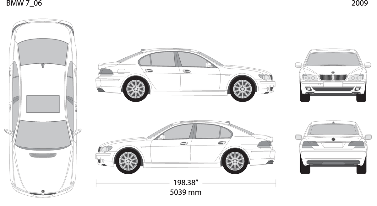 2009 Bmw 7 V06 Vehicle Wrap Template