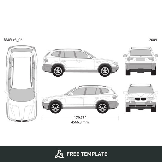 2009 BMW X3 free vector vehicle wrap template - GravBase