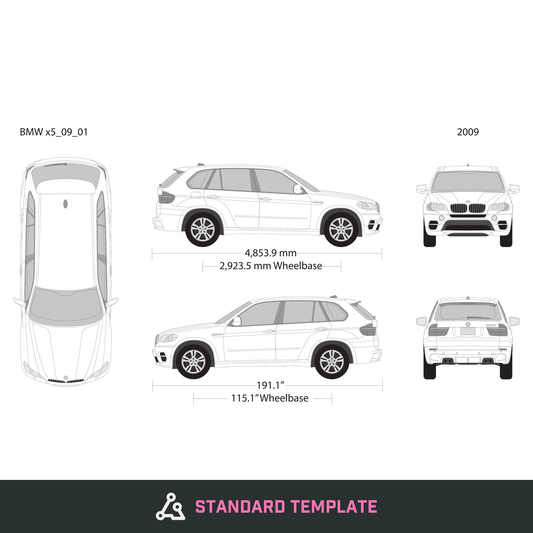 2009 BMW X5 vector wrap template, Design-Ready PDF - GravBase