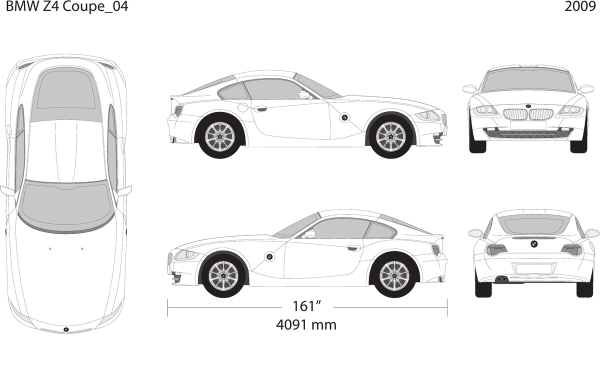 2009 BMW Z4 free vector vehicle wrap template - GravBase