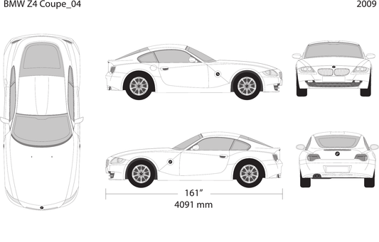 2009 BMW Z4 free vector vehicle wrap template - GravBase
