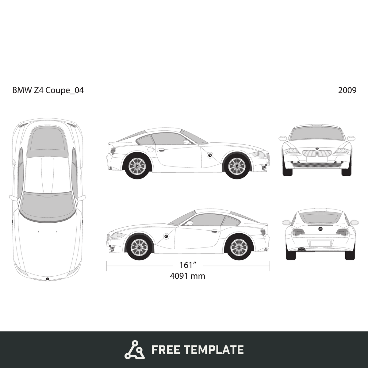 2009 BMW Z4 free vector vehicle wrap template - GravBase