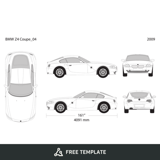 2009 BMW Z4 free vector vehicle wrap template - GravBase