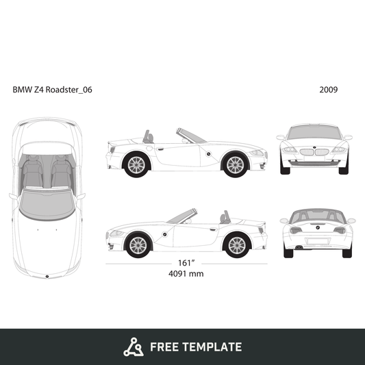 2009 BMW Z4 free vector vehicle wrap template - GravBase