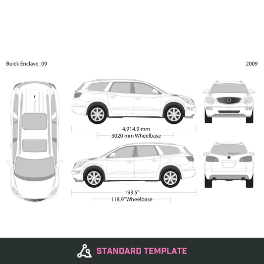 2009 Buick Enclave vector wrap template, Design-Ready PDF - GravBase