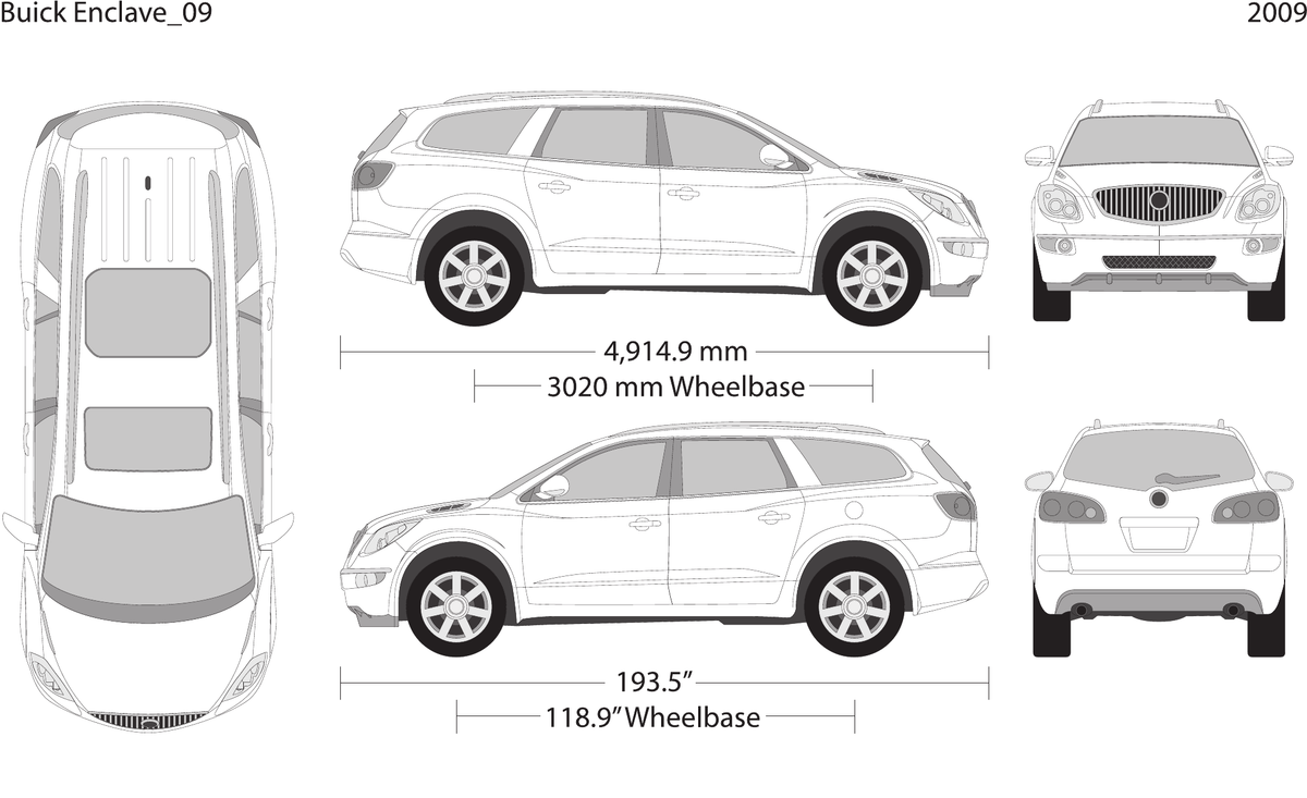 2009 Buick Enclave vector wrap template, Design-Ready PDF - GravBase