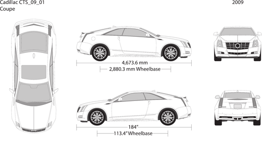 2009 Cadillac CTS vector wrap template V01, Design-Ready PDF - GravBase