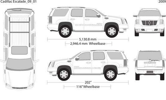 2009 Cadillac Escalade vector wrap template V01, Design-Ready PDF - GravBase