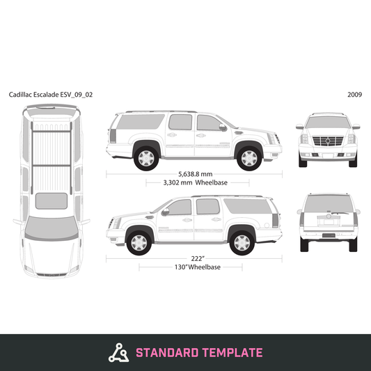 2009 Cadillac Escalade vector wrap template V02, Design-Ready PDF - GravBase