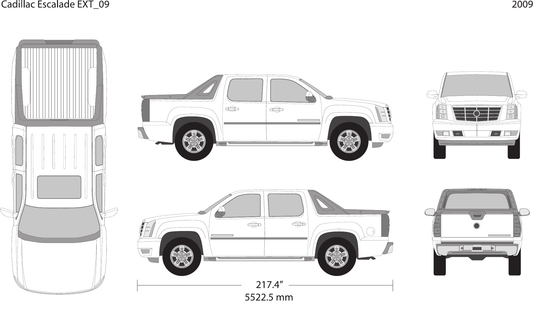 2009 Cadillac Pick Ups Escalade EXT vector wrap template, Design-Ready PDF - GravBase