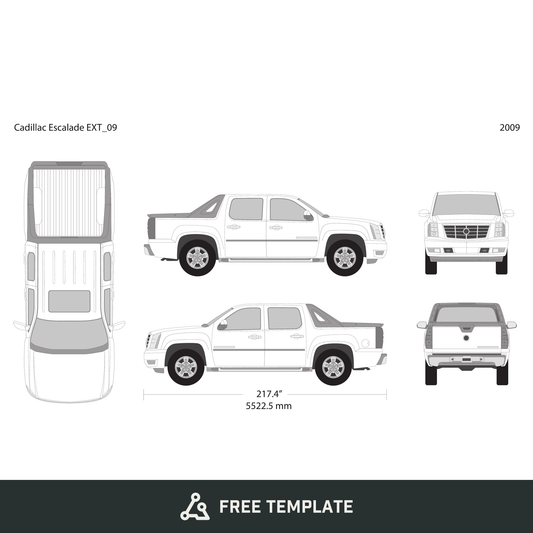 2009 Cadillac Pick Ups Escalade EXT free vector vehicle wrap template - GravBase