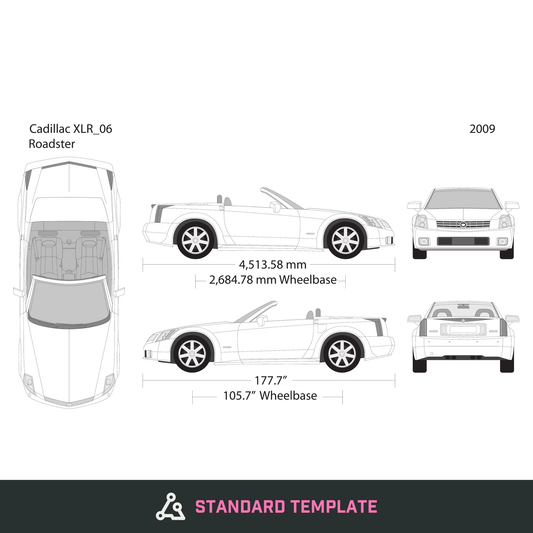 2009 Cadillac XLR Roadster vector wrap template, Design-Ready PDF - GravBase