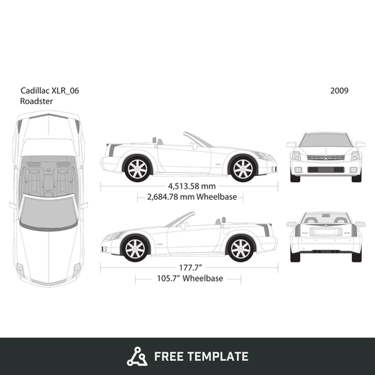 2009 Cadillac XLR Roadster free vector vehicle wrap template - GravBase