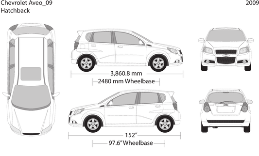 2009 Chevy Aveo Hatchback vector wrap template, Design-Ready PDF - GravBase