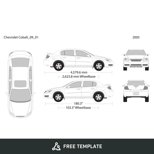 2009 Chevy Cobalt free vector vehicle wrap template - GravBase