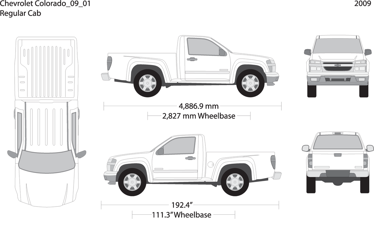 2009 Chevy Colorado V01 Vehicle Wrap Template