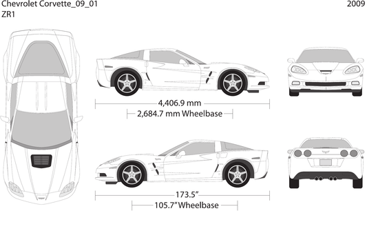 2009 Chevy Corvette Vector Wrap Template - GravBase