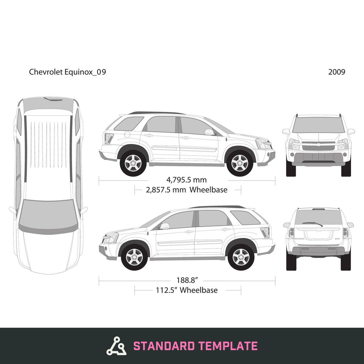 2009 Chevy Equinox vector wrap template, Design-Ready PDF - GravBase