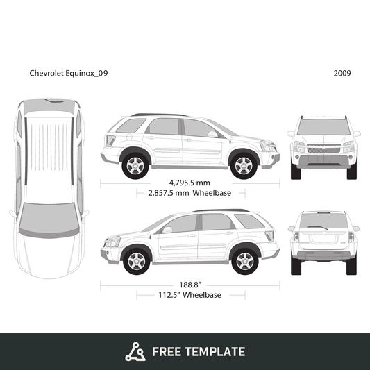 2009 Chevy Equinox free vector vehicle wrap template - GravBase