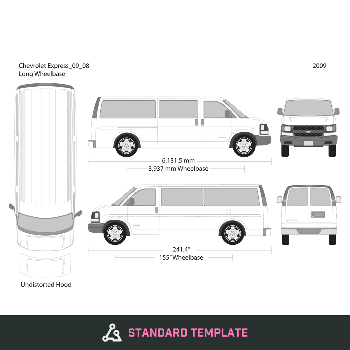 2009 Chevy Express vector wrap template V08, Design-Ready PDF - GravBase