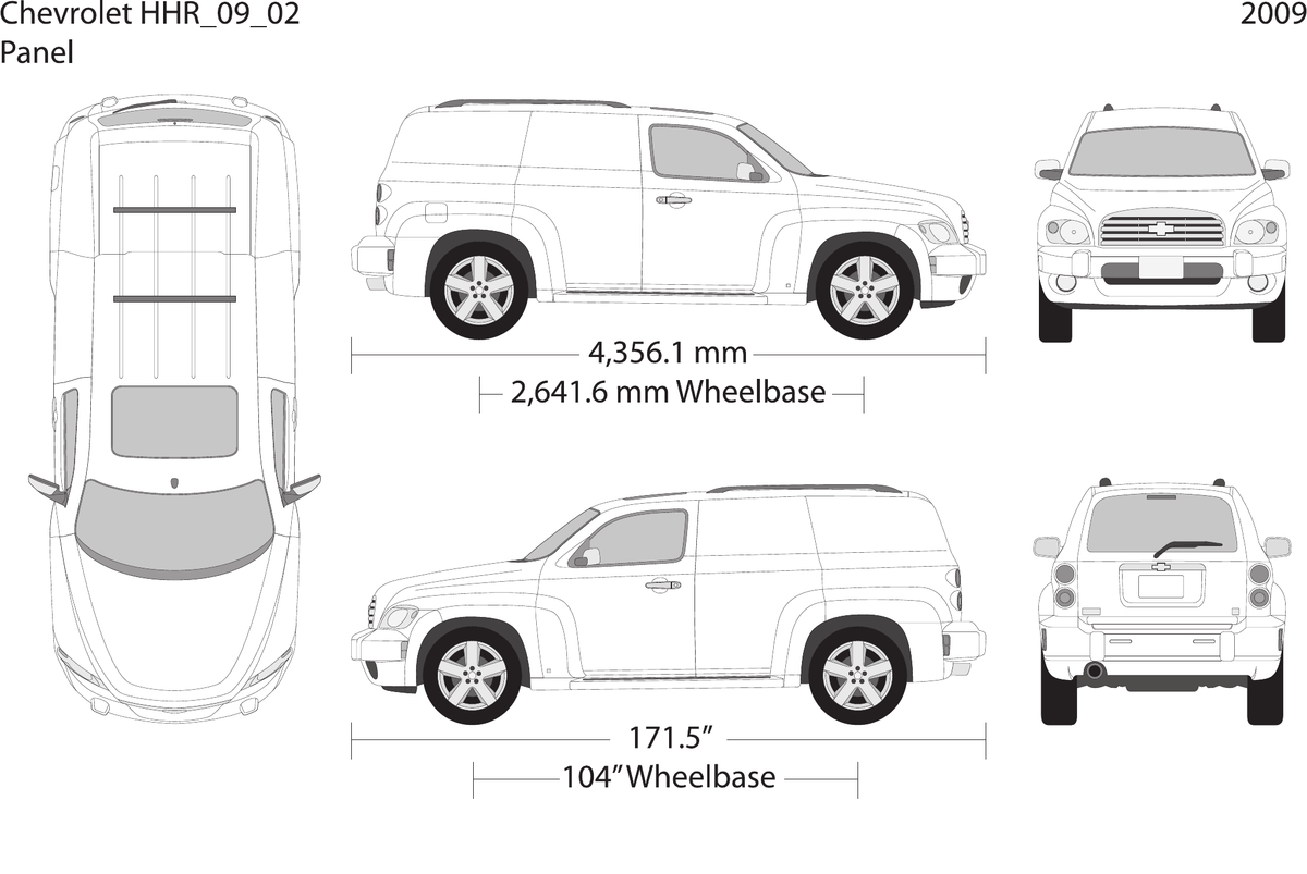 2009 Chevy HHR vector wrap template V02, Design-Ready PDF - GravBase