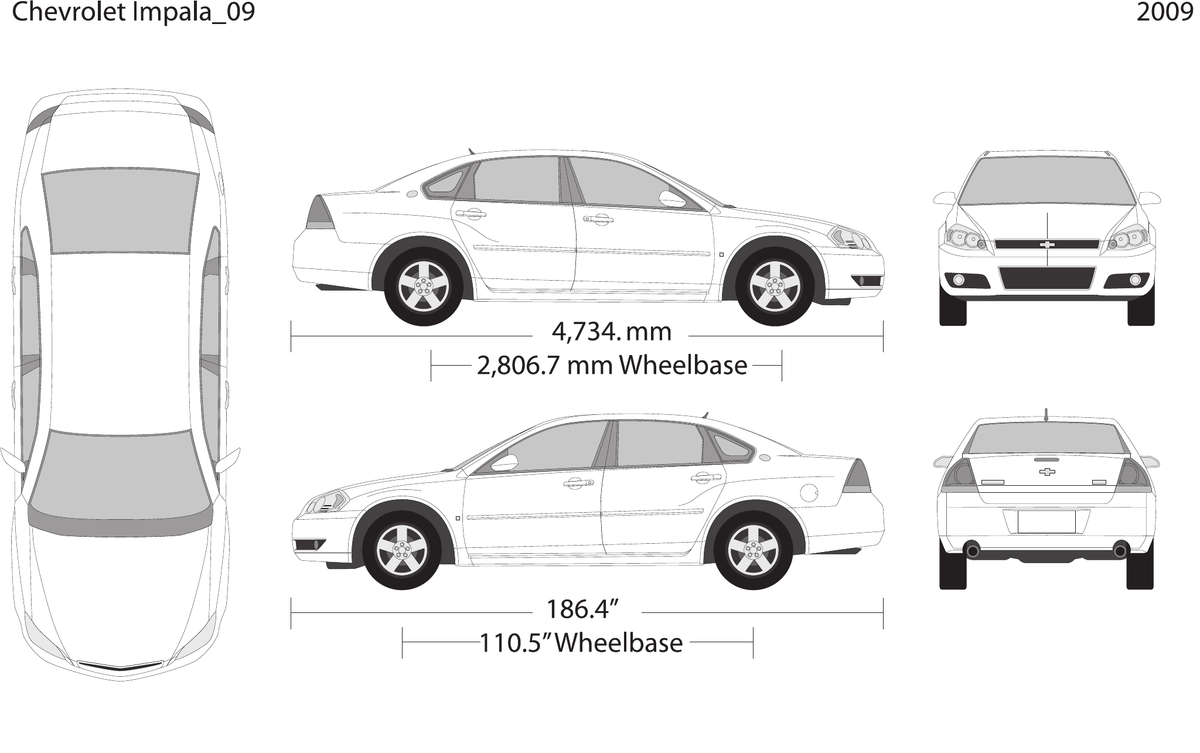 2009 Chevy Impala vector wrap template, Design-Ready PDF - GravBase
