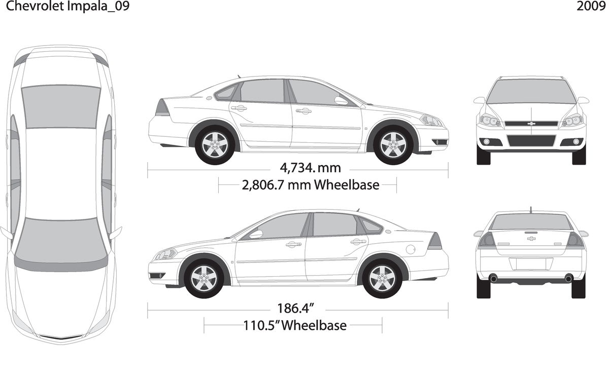 2009 Chevy Impala V09 Vehicle Wrap Template