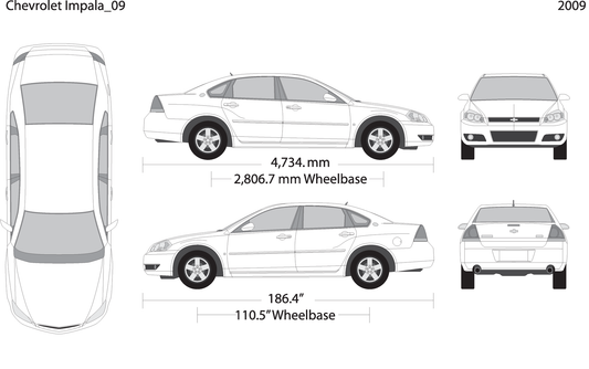2009 Chevy Impala V09 Vehicle Wrap Template