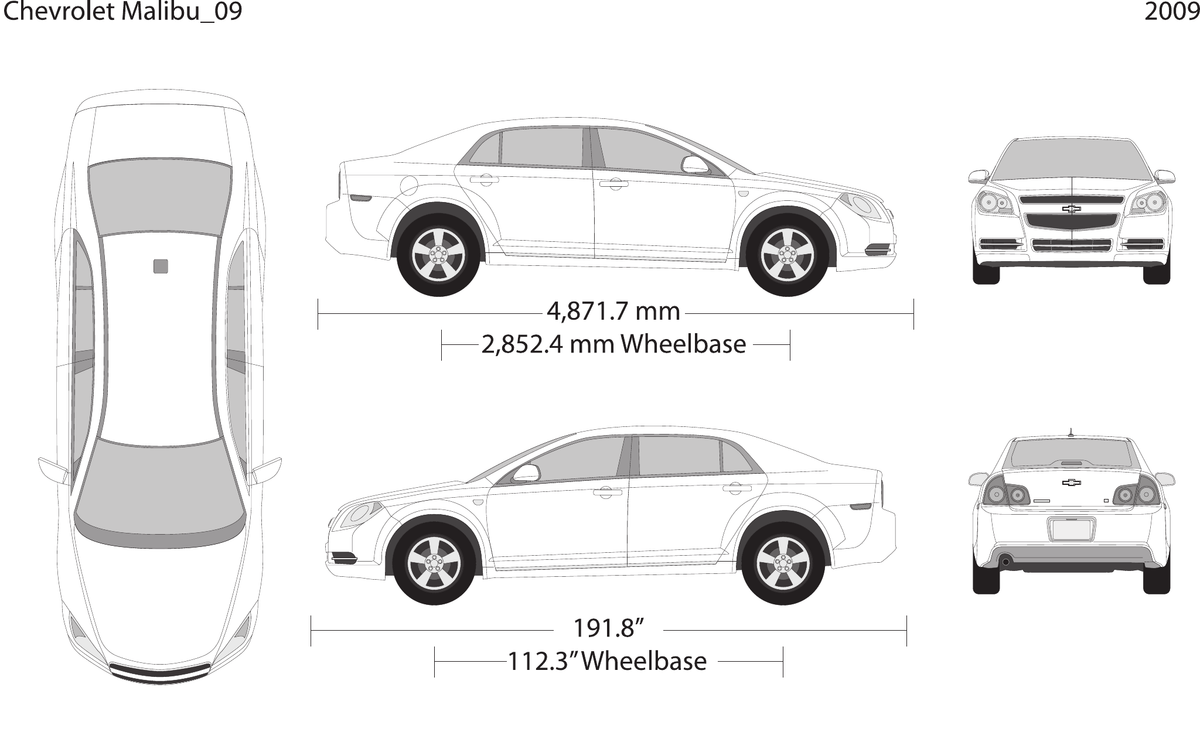 2009 Chevy Malibu vector wrap template, Design-Ready PDF - GravBase