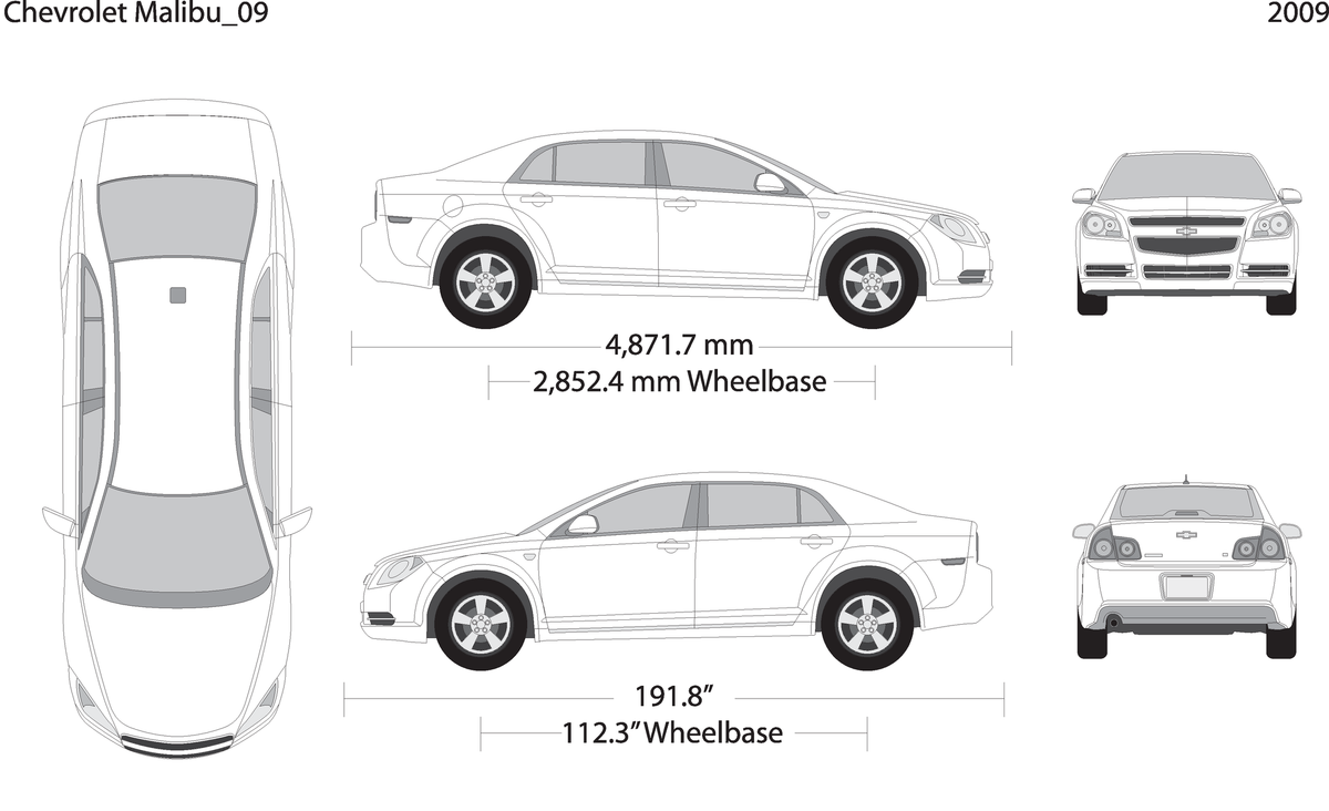2009 Chevy Malibu V09 Vehicle Wrap Template