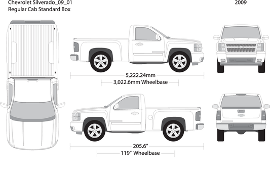 2009 Chevy Silverado 1500 V01 Vehicle Wrap Template