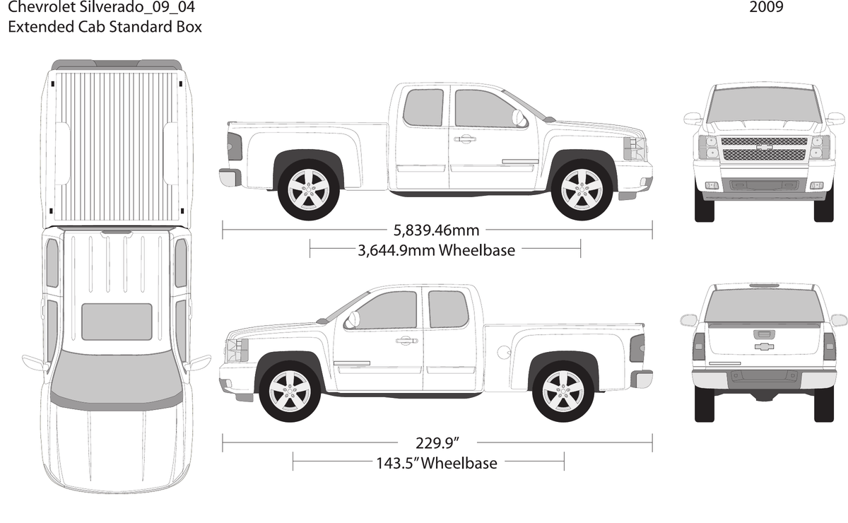 2009 Chevy Silverado 1500 vector wrap template V04, Design-Ready PDF - GravBase