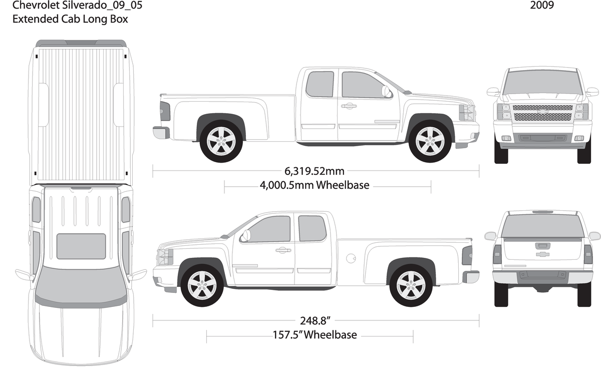 2009 Chevy Silverado 1500 V05 Vehicle Wrap Template