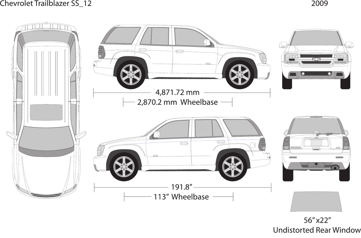 2009 Chevy Trailblazer vector wrap template, Design-Ready PDF - GravBase