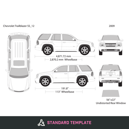2009 Chevy Trailblazer vector wrap template, Design-Ready PDF - GravBase