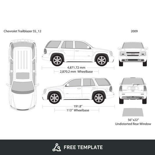 2009 Chevy Trailblazer free vector vehicle wrap template - GravBase