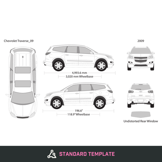 2009 Chevy Traverse vector wrap template, Design-Ready PDF - GravBase