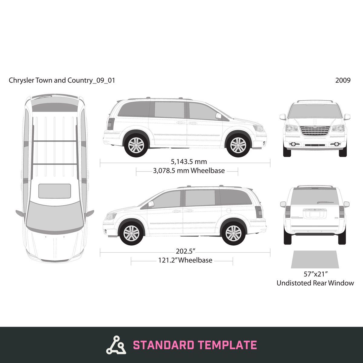 2009 Chrysler Town And Country vector wrap template, Design-Ready PDF - GravBase