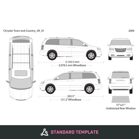 2009 Chrysler Town And Country vector wrap template, Design-Ready PDF - GravBase
